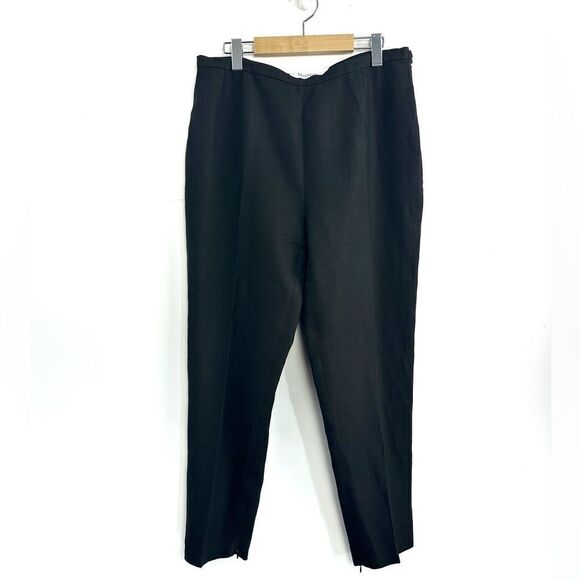 MaxMara Black 100% Linen Trousers with Hem Zip Detail - Picture 1 of 12